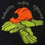 photo of sewn color safety logo 72