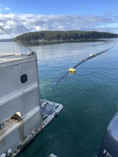 new submarine cable being placed from Center Island to Decatur Island.