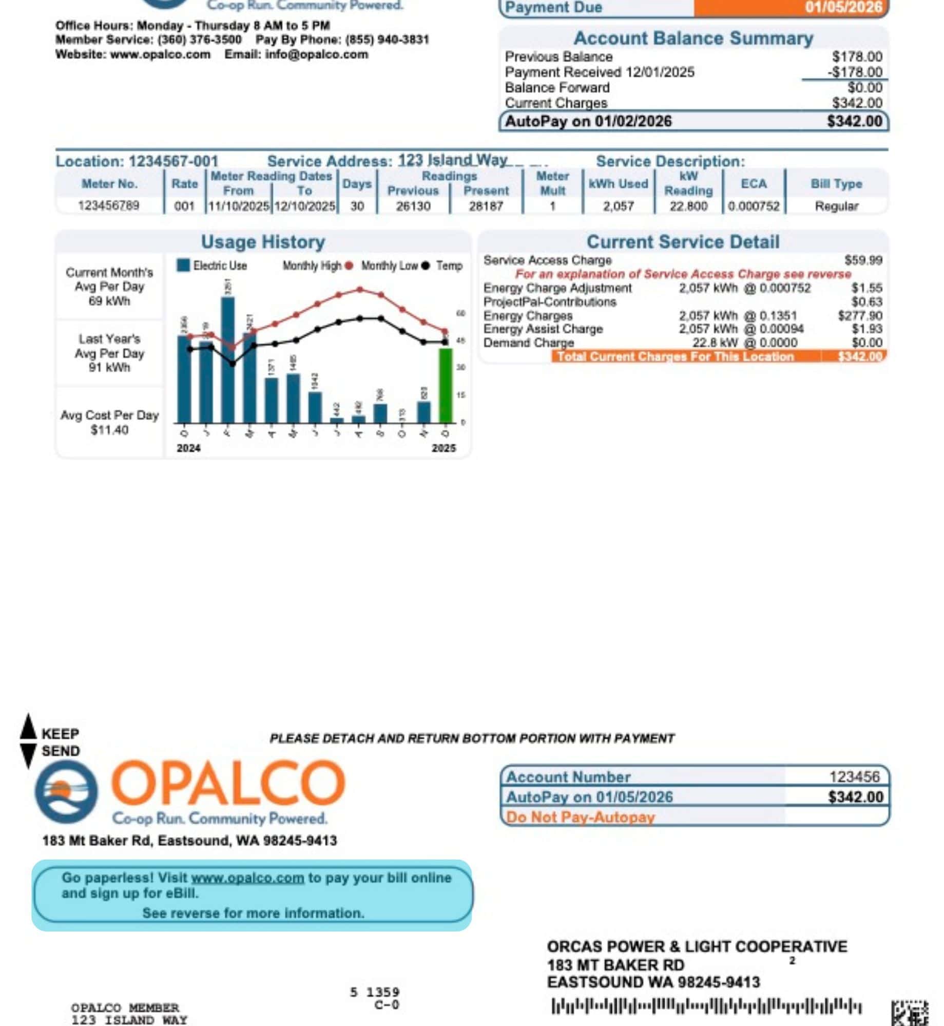Factura final de Opalco - 2